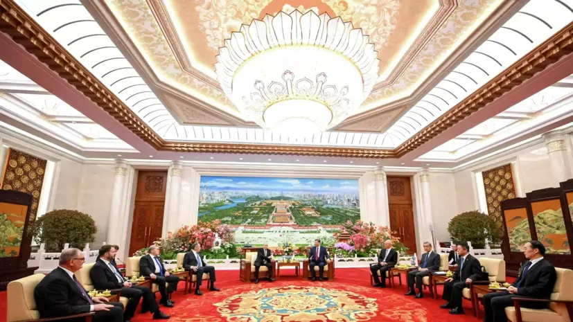 Путин и Си Цзиньпин проводят беседу в неформальной обстановке за чаем